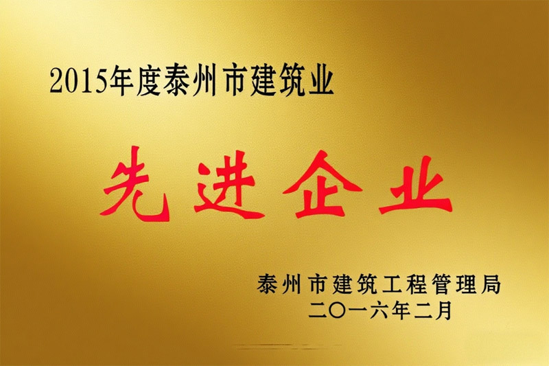 2015年度泰州市建筑业先进企业